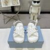 Prada White Satin Ruched Cross-Strap Platform Sandal