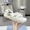 Prada White Satin Ruched Cross-Strap Platform Sandal