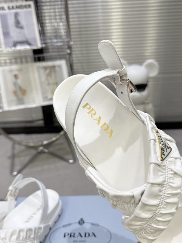 Prada White Satin Ruched Cross-Strap Platform Sandal