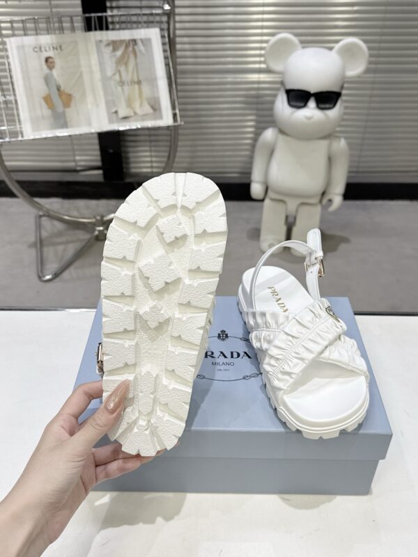 Prada White Satin Ruched Cross-Strap Platform Sandal