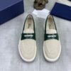 sy_no_1820EB1EB5EFB5A8551F7CBC802A8394_1 Dior Beige Canvas Green Leather Penny Loafer