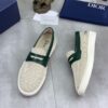 sy_no_1820EB1EB5EFB5A8551F7CBC802A8394_2 Dior Beige Canvas Green Leather Penny Loafer