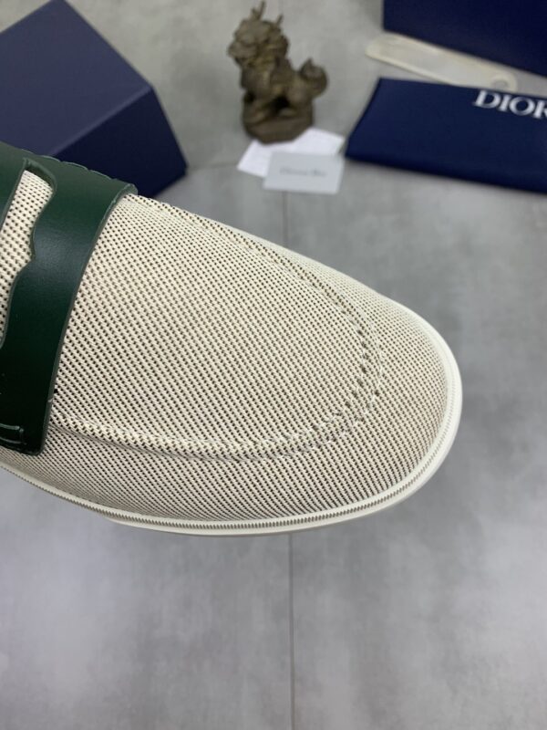 sy_no_1820EB1EB5EFB5A8551F7CBC802A8394_4 Dior Beige Canvas Green Leather Penny Loafer