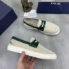 sy_no_1820EB1EB5EFB5A8551F7CBC802A8394_5 Dior Beige Canvas Green Leather Penny Loafer