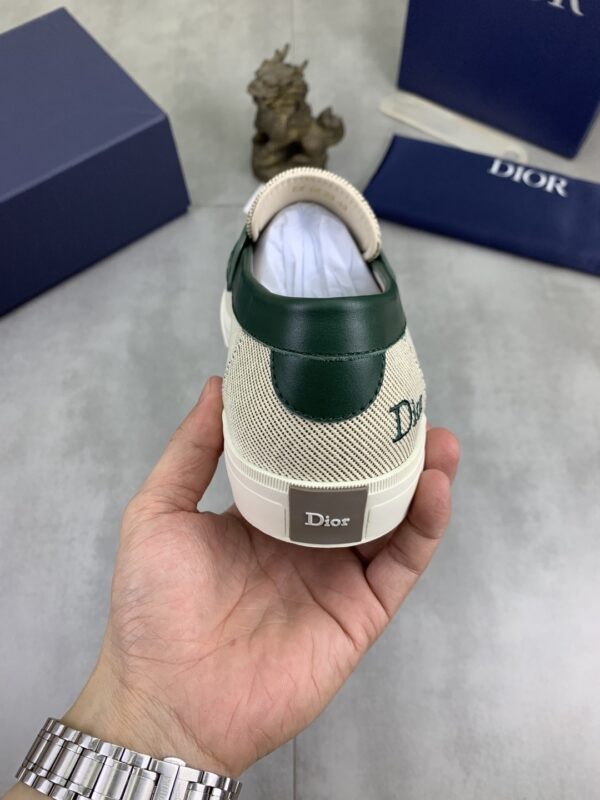 sy_no_1820EB1EB5EFB5A8551F7CBC802A8394_7 Dior Beige Canvas Green Leather Penny Loafer