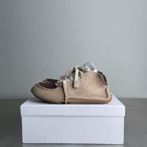 Dior Beige-Brown Suede Mesh Mid-Top Sneaker