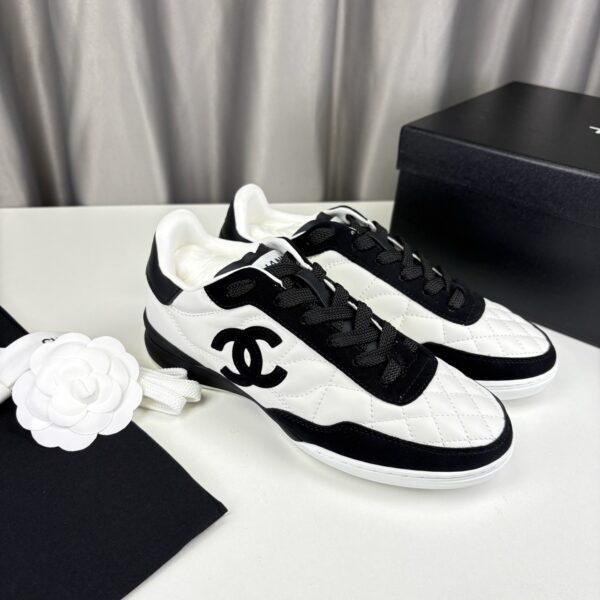 Chanel Quilted Calfskin & Suede Retro Trainer White-Black-Quilted-Calfskin