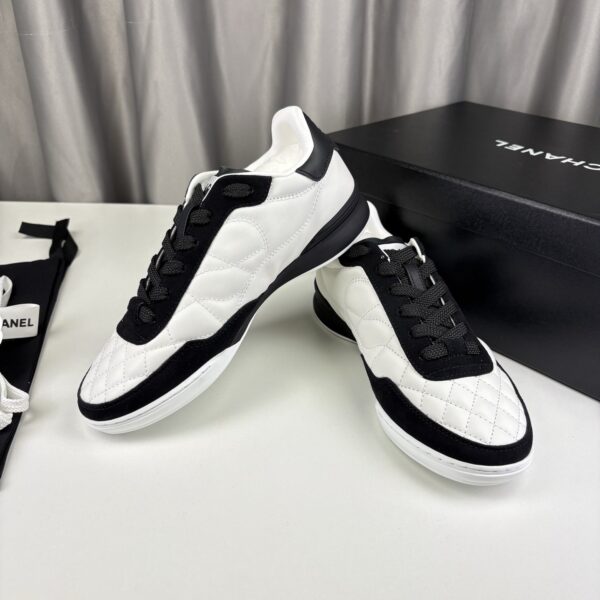 Chanel Quilted Calfskin & Suede Retro Trainer White-Black-Quilted-Calfskin