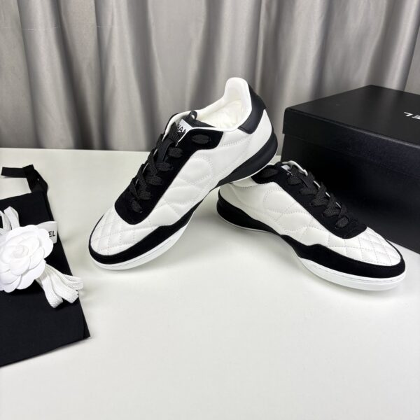 Chanel Quilted Calfskin & Suede Retro Trainer White-Black-Quilted-Calfskin