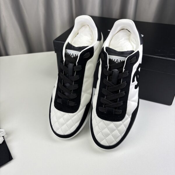 Chanel Quilted Calfskin & Suede Retro Trainer White-Black-Quilted-Calfskin