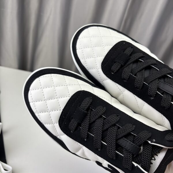 Chanel Quilted Calfskin & Suede Retro Trainer White-Black-Quilted-Calfskin