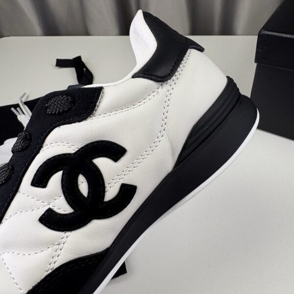 Chanel Quilted Calfskin & Suede Retro Trainer White-Black-Quilted-Calfskin