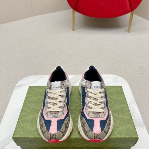 sy_no_1B750D1614F5D1BFA1D08B2D1737F512_0 Gucci Rhyton GG Canvas Sneaker in Denim Blue & Pink