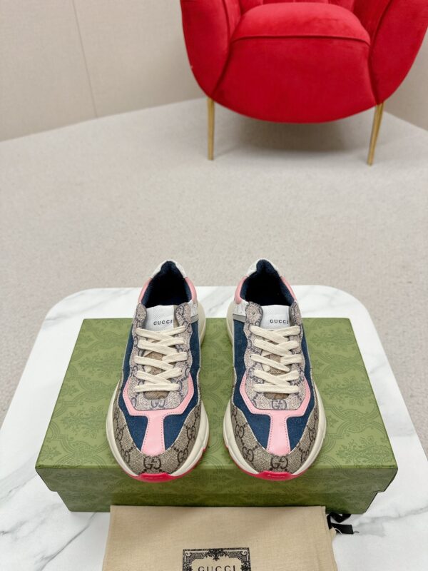 sy_no_1B750D1614F5D1BFA1D08B2D1737F512_0 Gucci Rhyton GG Canvas Sneaker in Denim Blue & Pink