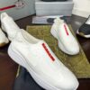 sy_no_1B84C9C09155AA6C55D2D01F890151C3_1 Prada White Knit Red-Label Slip-On Platform Sneaker
