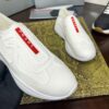 sy_no_1B84C9C09155AA6C55D2D01F890151C3_2 Prada White Knit Red-Label Slip-On Platform Sneaker