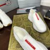 sy_no_1B84C9C09155AA6C55D2D01F890151C3_4 Prada White Knit Red-Label Slip-On Platform Sneaker