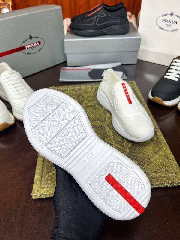 sy_no_1B84C9C09155AA6C55D2D01F890151C3_5 Prada White Knit Red-Label Slip-On Platform Sneaker