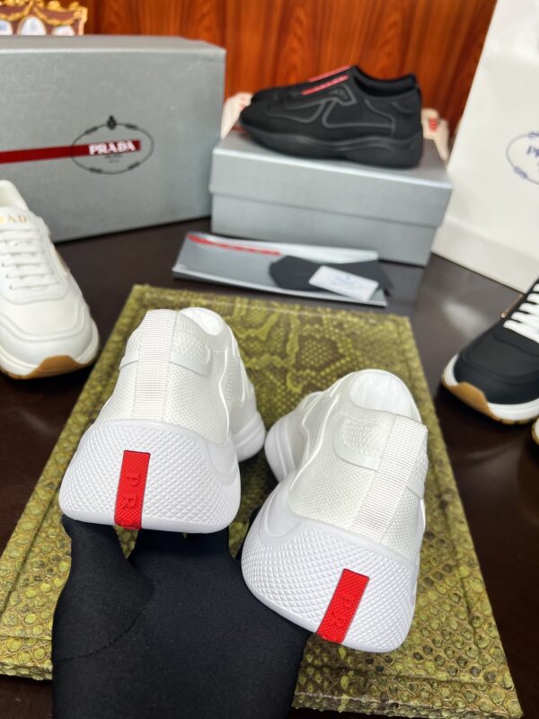 sy_no_1B84C9C09155AA6C55D2D01F890151C3_6 Prada White Knit Red-Label Slip-On Platform Sneaker