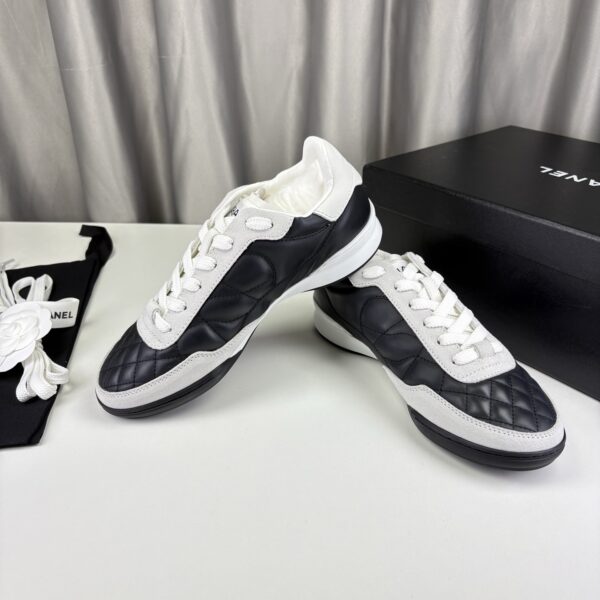 Chanel Quilted Calfskin & Suede Retro Trainer Black-White-Quilted-Calfskin
