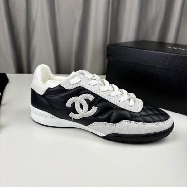 Chanel Quilted Calfskin & Suede Retro Trainer Black-White-Quilted-Calfskin