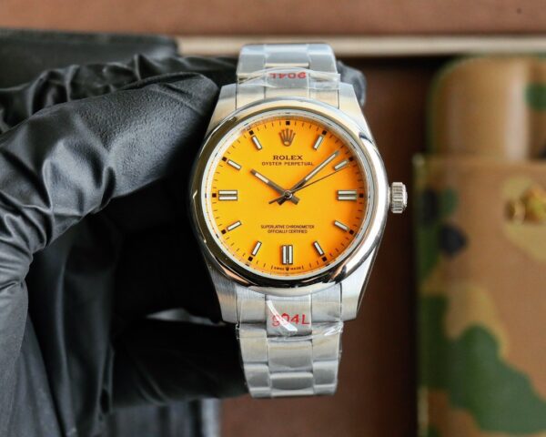 sy_no_1BAECFDAA0144839A810D114E93E75B5_0 Rolex Smooth Ring Oyster Perpetual Automatic Mechanical Movement Pikachu Yellow Dial Oyster Steel Case