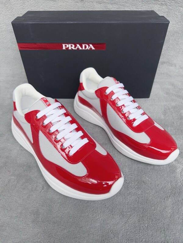 sy_no_1D902EF8C82A99EAA0BFA6CAE8828E28_0 Prada America's Cup Red Patent Mesh Sneaker