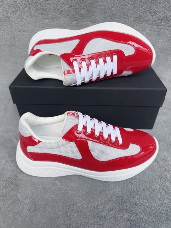sy_no_1D902EF8C82A99EAA0BFA6CAE8828E28_2 Prada America's Cup Red Patent Mesh Sneaker