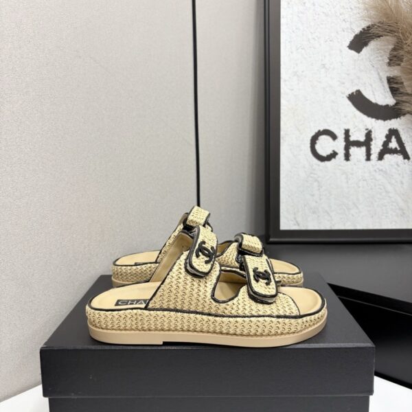 sy_no_1E3128F4A49E48E9990165A440A8193A_0 Chanel Beige Raffia Double-Strap Platform Slide Beige-Raffia-Slide