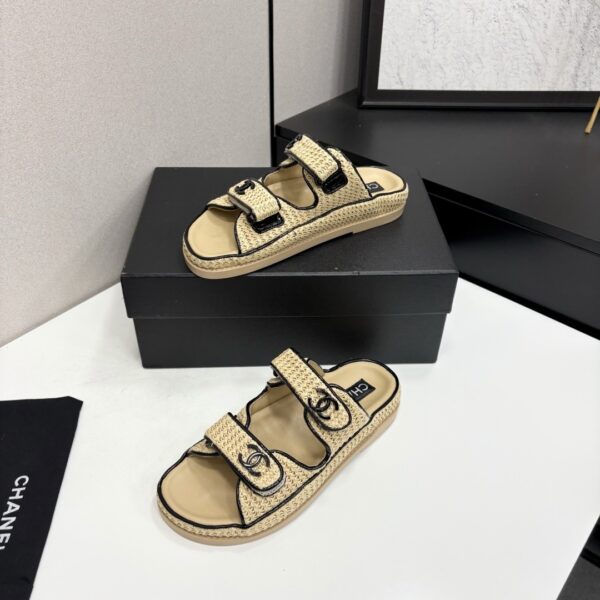 sy_no_1E3128F4A49E48E9990165A440A8193A_1 Chanel Beige Raffia Double-Strap Platform Slide Beige-Raffia-Slide