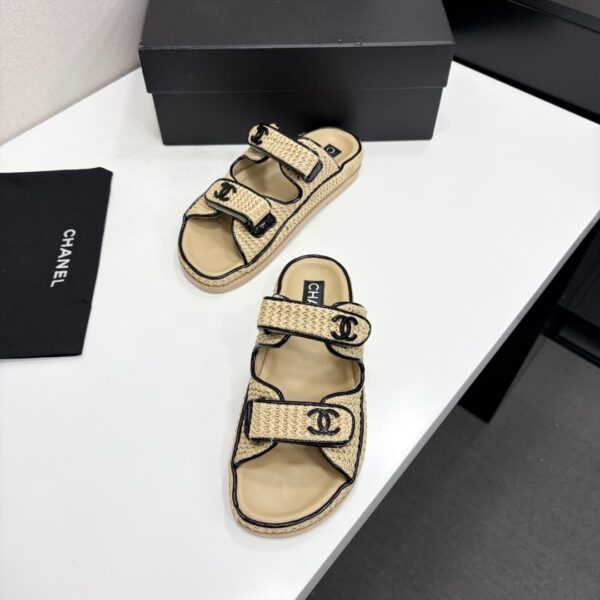 sy_no_1E3128F4A49E48E9990165A440A8193A_4 Chanel Beige Raffia Double-Strap Platform Slide Beige-Raffia-Slide