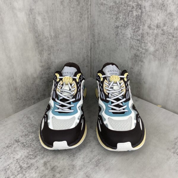 sy_no_1FAF3572BDF920565E64D3C2CF80543C_3 Gucci Re-Web / Chunky Technical Sneaker in Brown, Blue & Yellow with Web Stripe