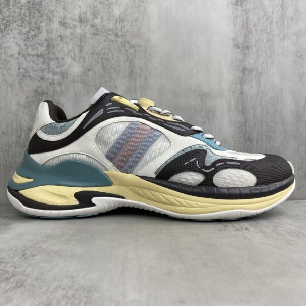 sy_no_1FAF3572BDF920565E64D3C2CF80543C_5 Gucci Re-Web / Chunky Technical Sneaker in Brown, Blue & Yellow with Web Stripe