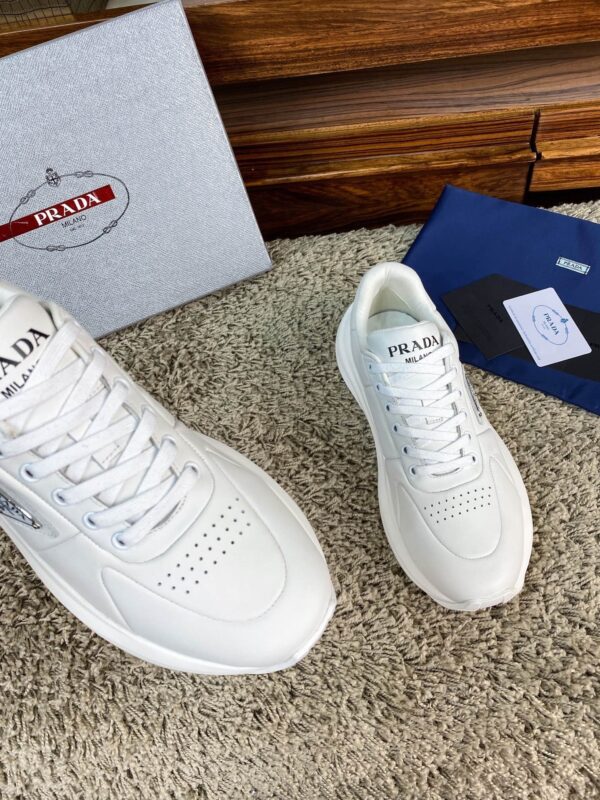 sy_no_20E0A942F8BDD7AF7176394FD51BF0D1_3 Prada White Leather Triangle Logo Thick-Sole Low-Top Sneaker