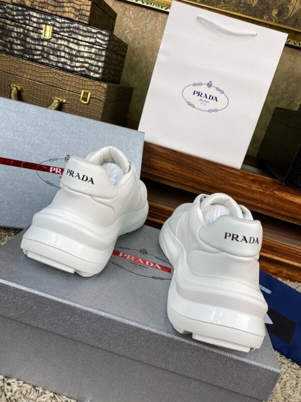 sy_no_20E0A942F8BDD7AF7176394FD51BF0D1_7 Prada White Leather Triangle Logo Thick-Sole Low-Top Sneaker