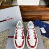 Prada White Metallic Red Triangle Logo Chunky Court Sneaker
