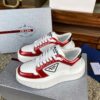 Prada White Metallic Red Triangle Logo Chunky Court Sneaker