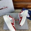 Prada White Metallic Red Triangle Logo Chunky Court Sneaker