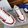 Prada White Metallic Red Triangle Logo Chunky Court Sneaker