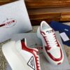 Prada White Metallic Red Triangle Logo Chunky Court Sneaker