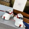 Prada White Metallic Red Triangle Logo Chunky Court Sneaker