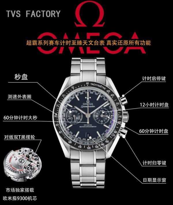 sy_no_2249FC78B217CBC6151CE67D3276C59C_7 Omega Super Series Double Small Dial Racing Chronometer Automatic Mechanical Movement Date Display Small Second Disc Black Dial