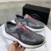 Prada Grey Leather Mesh-Spliced Chunky Low-Top Sneaker