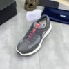 Prada Grey Leather Mesh-Spliced Chunky Low-Top Sneaker
