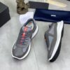 Prada Grey Leather Mesh-Spliced Chunky Low-Top Sneaker