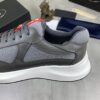 Prada Grey Leather Mesh-Spliced Chunky Low-Top Sneaker
