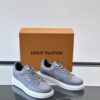 Louis Vuitton Dark Grey Suede Monogram Thick-Sole Low-Top Sneaker