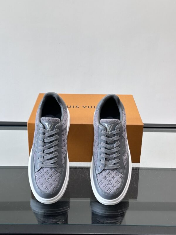 Louis Vuitton Dark Grey Suede Monogram Thick-Sole Low-Top Sneaker