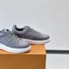 Louis Vuitton Dark Grey Suede Monogram Thick-Sole Low-Top Sneaker