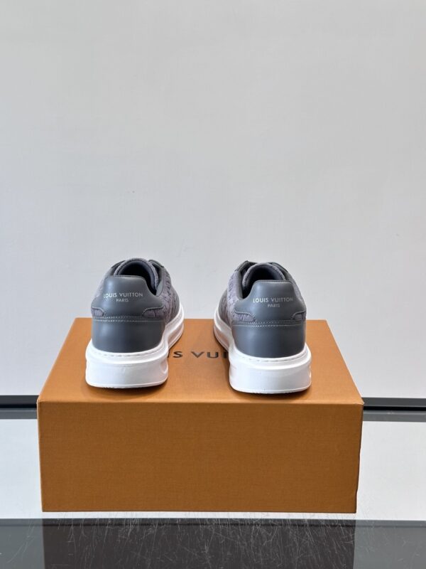 Louis Vuitton Dark Grey Suede Monogram Thick-Sole Low-Top Sneaker